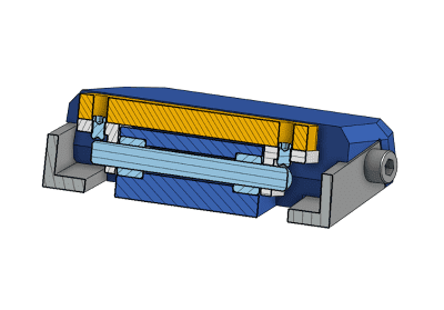 Pedal block bushings section cut